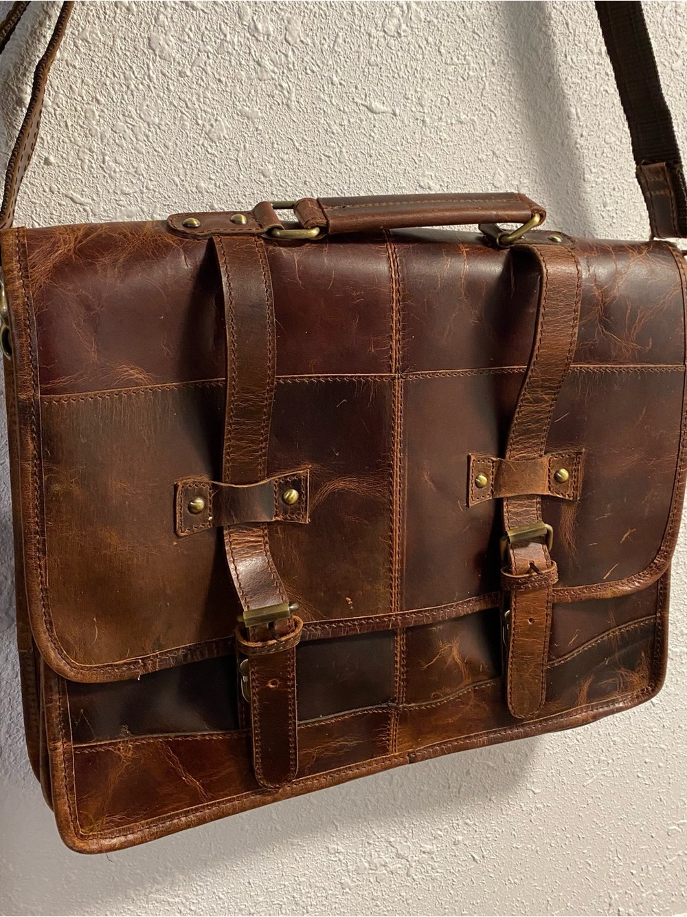 Handmade Leather Messenger Bag - Brown